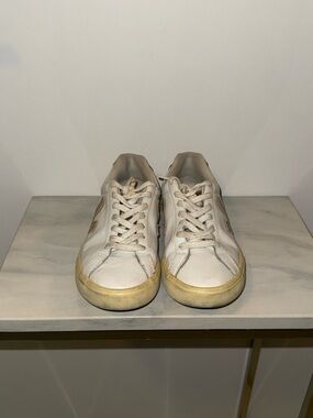 Veja White and Tan Low-Top Sneakers